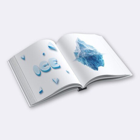 Libro abierto impreso en GardaMatt Ice